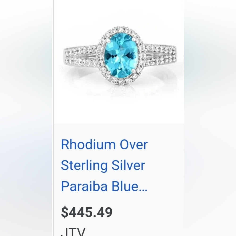 All Natural Paraiba Apatite Cluster Platinum/925 Size 6 - Picture 17 of 17